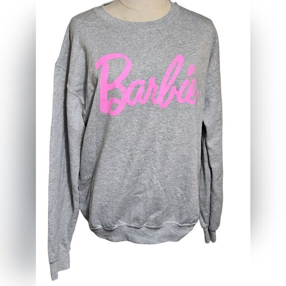 Barbie Gray Classic Sweatshirt with Pink Logo - Picture 1 of 5
